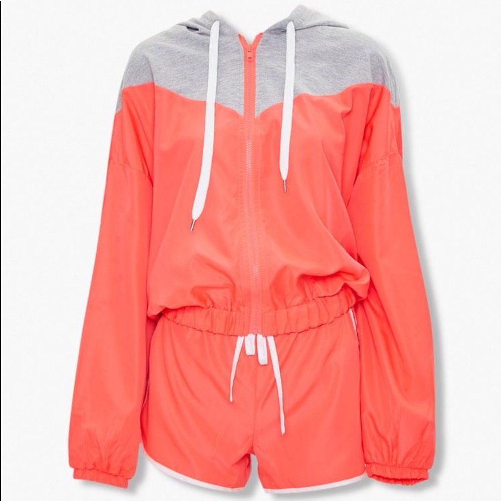 Neon Zip-Up Hoodie & Dolphin Shorts Set